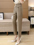 High Waist Pencil Pants Women Fashion Korean Style All-match Office Lady Elegant Ankle-length Pants