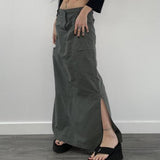 Harajuku Mall Goth High Waist Long Vintage 90s Casual Straight Cargo Skirt Woman Streetwear Bottoms Clubwear