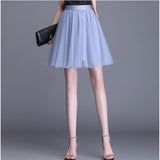 Retro Tulle Women Summer Korean Skirt Streetwear Ladies Mesh Casual Ball Gown Saia Short Skirts