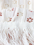 Spring Women Glitter Openwork Embroidery Skirt Elastic High Waist Fringe Hem A Line Midi Skirt