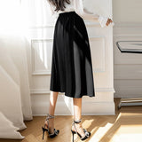 High Waist Long Women Spring Korean Style Solid Color All-match Ladies Elegant A-line Skirts