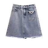 High Waist Single-Breasted A-Line Denim Skirt Women Summer Sexy Short Mini Jean Skirts