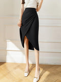 Summer Korean Style Solid Color All-match High Waist Women Pencil Skirt