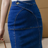Women Vintage Trumpet Elegant Long Summer Skirts Fishtail Jeans High Waisted Skirt