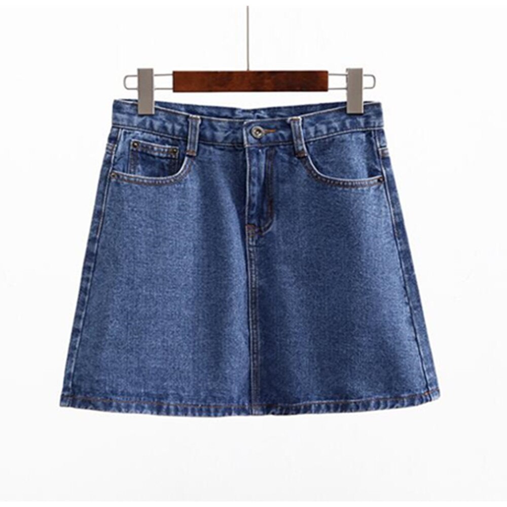 High Waist A-Line Denim Skirts Women New Solid Color Casual Jeans Skirt