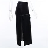 Dark y2k Fairy Grunge Goth Skirt Emo Alt Egirl High Waist Slim Bow Knot Slit Skirt