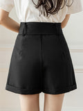 High Waist Tailored Shorts Women Summer Korean Style Streetwear All-match Ladies Casual Short Pants
