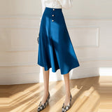 Women A-line Long Spring Office Style Big Swing All-match Ladies High Waist Elegant Skirt