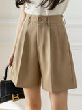 High Waist Tailored Short Pants Women Summer Korean Style All-match Solid Color Ladies Casual Shorts