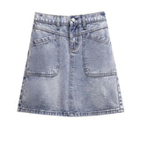 High Waist Single-Breasted A-Line Denim Skirt Women Summer Sexy Short Mini Jean Skirts