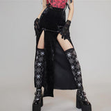 Dark y2k Fairy Grunge Goth Skirt Emo Alt Egirl High Waist Slim Bow Knot Slit Skirt