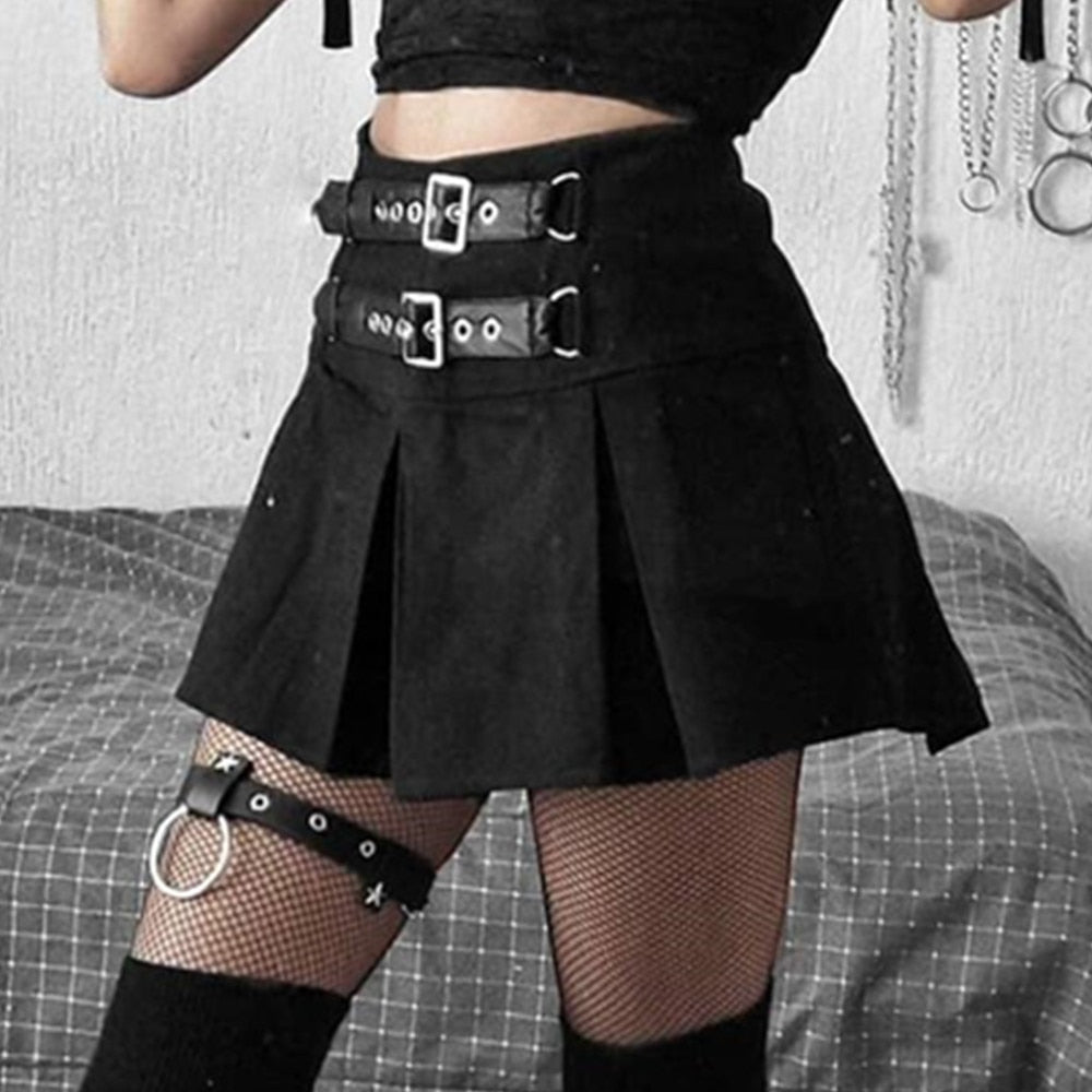Goth Dark Mall Gothic Bucket High Waist Micro Skirt Harajuku Egirl Aesthetics A-line Black Skirt y2k Fairy Grunge Bottoms