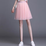 Retro Tulle Women Summer Korean Skirt Streetwear Ladies Mesh Casual Ball Gown Saia Short Skirts