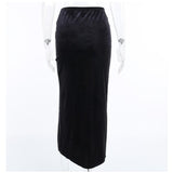 Dark y2k Fairy Grunge Goth Skirt Emo Alt Egirl High Waist Slim Bow Knot Slit Skirt