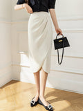 Summer Korean Style Solid Color All-match High Waist Women Pencil Skirt