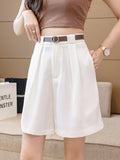 Women Summer Fashion Korean Style Streetwear All-match Loose High Waist Ladies Short Tailored Pants