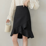 Office Lady Elegant Mermaid Spring Korean Style All-match High Waist Knee-length Women Skirt