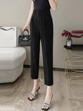 High Waist Spring Fashion Korean Style All-match Straight Office Lady Elegant Ankle-length Pencil Pants