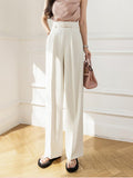 High Waist Summer Elegant Office Lady Wide Leg Suit Pants Solid Color All-match Women Long Pants