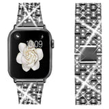 Diamond Strap for Apple Watch Band 7 6 41mm 45mm 38/42mm 40/44mm Jewelry Metal Bracelet Belt for iWatch Series SE 5 3 Wristbands