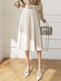 High Waist Long Women Spring Korean Style Big Swing All-match Office Lady Elegant A-line Skirt