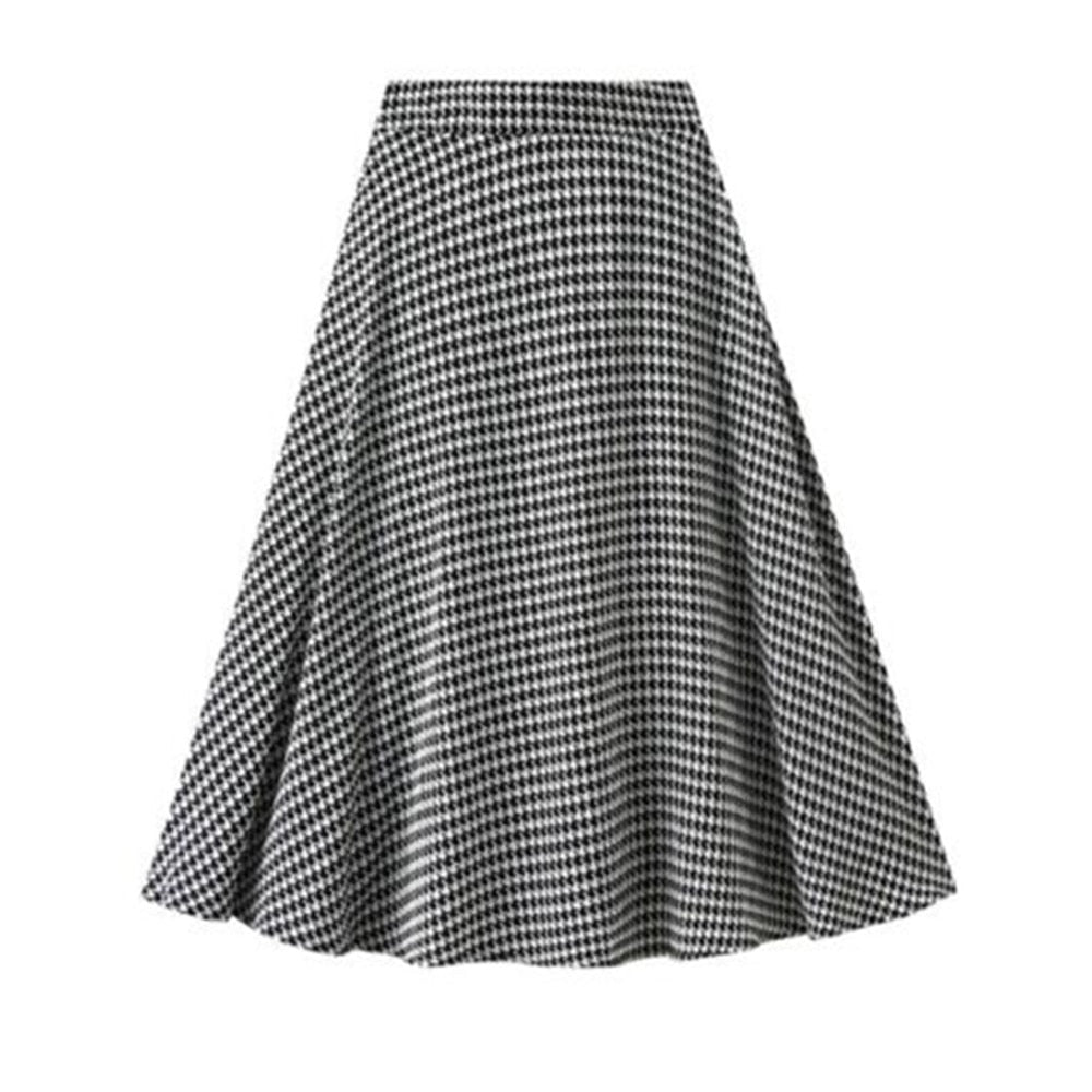 Korean Style Plaid Pleated Women Spring Summer High Waist A-line Long Student Summer Skirt