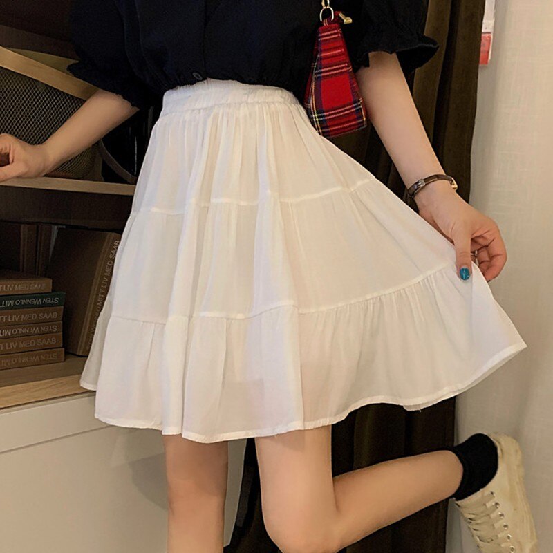 Women Summer Casual Skirts Fashion Korean Style All-match Loose Ladies High Waist A-line Short Skirt