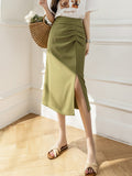 High Waist Women Summer Fashion Korean Style Solid Color All-match Ladies Elgant Long Pencil Skirts