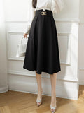 Ladies Elegant Spring Korean Style All-match Big Swing High Waist Women Long A-line Skirt