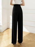 High Waist Summer Elegant Office Lady Wide Leg Suit Pants Solid Color All-match Women Long Pants