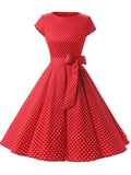 Blue 1950s Polka Dot Swing Dress