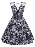 Black 1950s Floral Lace Dress