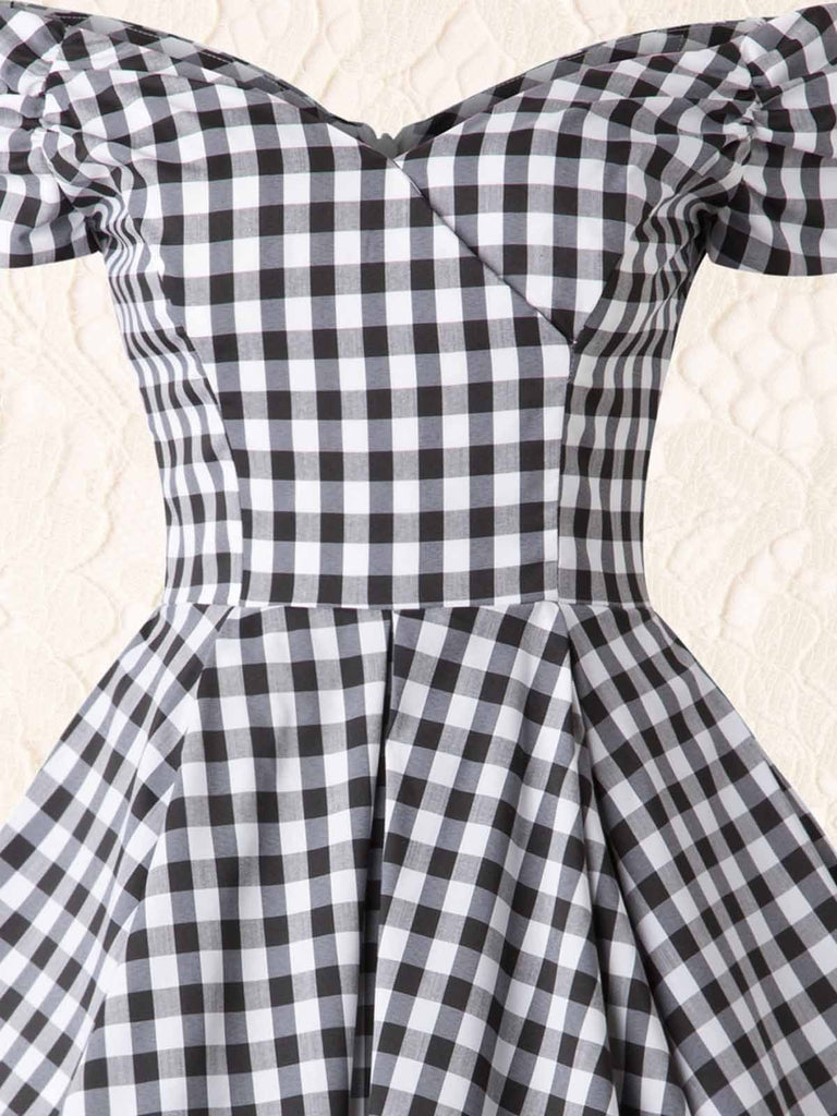 Black 1950s Plaid Swing Dress