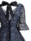 Dark Blue 1950s Back Lace Up Dress