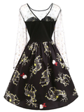 Black 1950s Reindeer Lace Mesh Dress