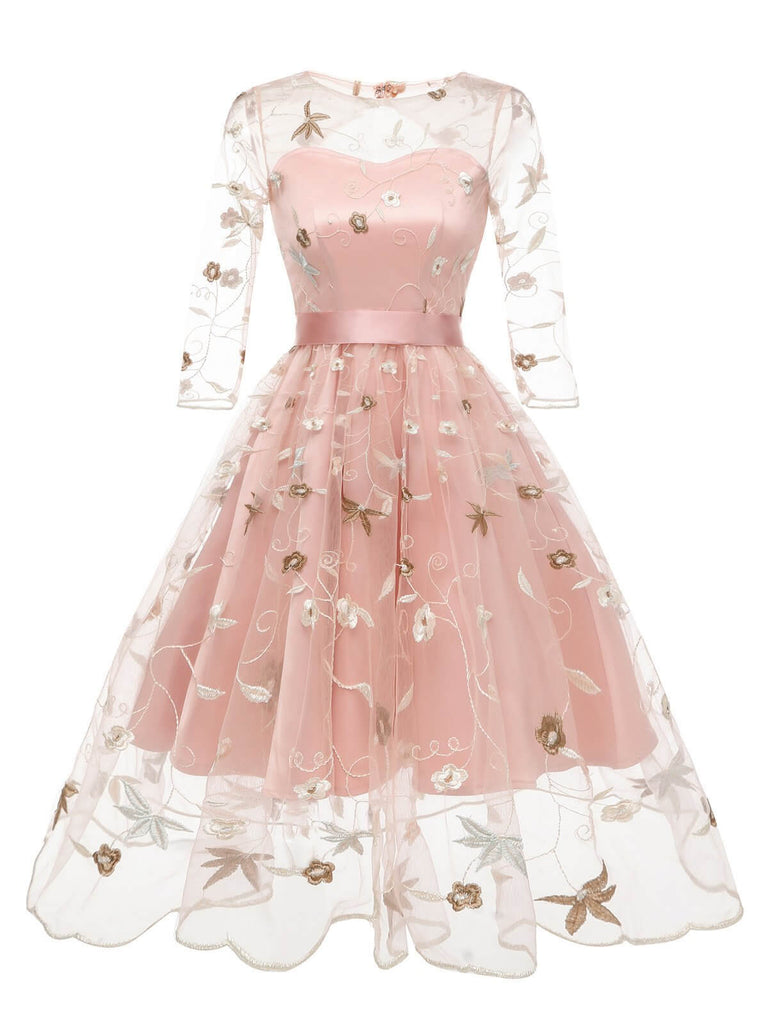 2PCS Top Seller Pink 1950s Dress & White Petticoat