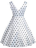 White 1950s Polka Dot Bow Dress