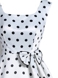 White 1950s Polka Dot Bow Dress
