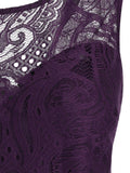 Purple 1950s High-Low Hem Lace Dress