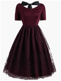 Wine Red 1950s Lace Plus Size Dress