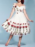 1950s Rose Embroidery Dress