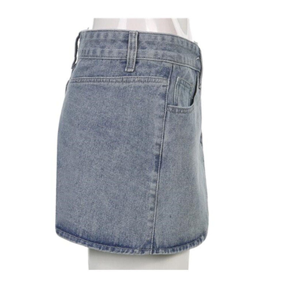 Summer Women Denim Skirts Sexy High Waist Jean Skirt Mini Short Wrap Micro Skirts
