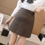 Ladies Elegant A-line Mini Skirts Korean Style Solid Color All-match High Waist Women Casual Short Skirt