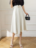 Ladies Elegant Spring Korean Style All-match Big Swing High Waist Women Long A-line Skirt