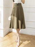 High Waist Long Women Spring Korean Style Big Swing All-match Office Lady Elegant A-line Skirt