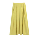 Women Long Spring Summer Solid High Waist A-Line Large Swing Casual Loose Skirt