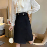 Irregular High Waist A-line Women Simple Slim Office Lady One Step Skirts