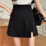 Casual Women A-line Solid Color All-match High Waist Irregular Mini Skirt