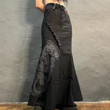 Goth Dark Black Retro Long Women Print Vintage Mermaid Skirts Streetwear Outfits Hippie Y2k Skirt Fairy Grunge Gothic