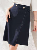 Irregular High Waist A-line Women Simple Slim Office Lady One Step Skirts